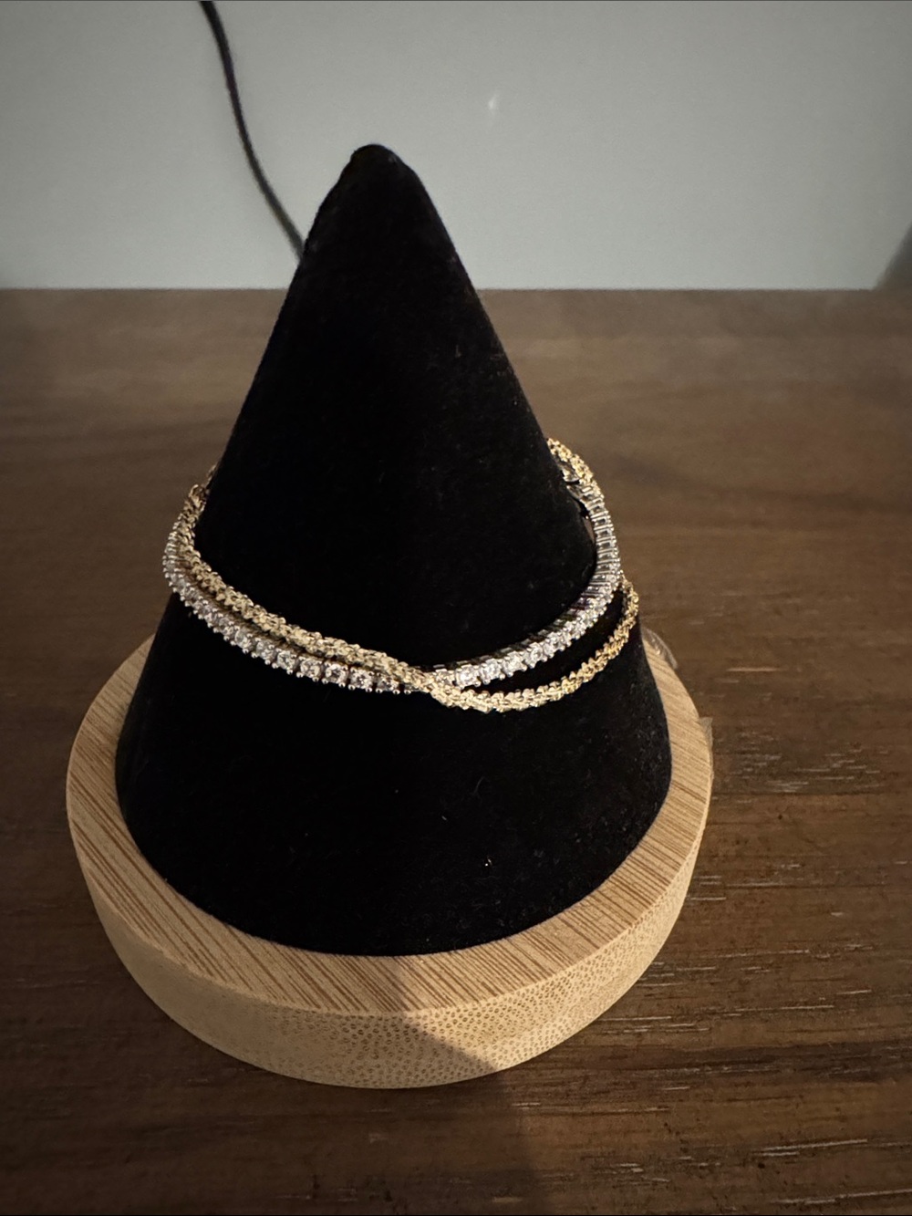 Gold-Tone and Rhinestone Double Strand Bracelet